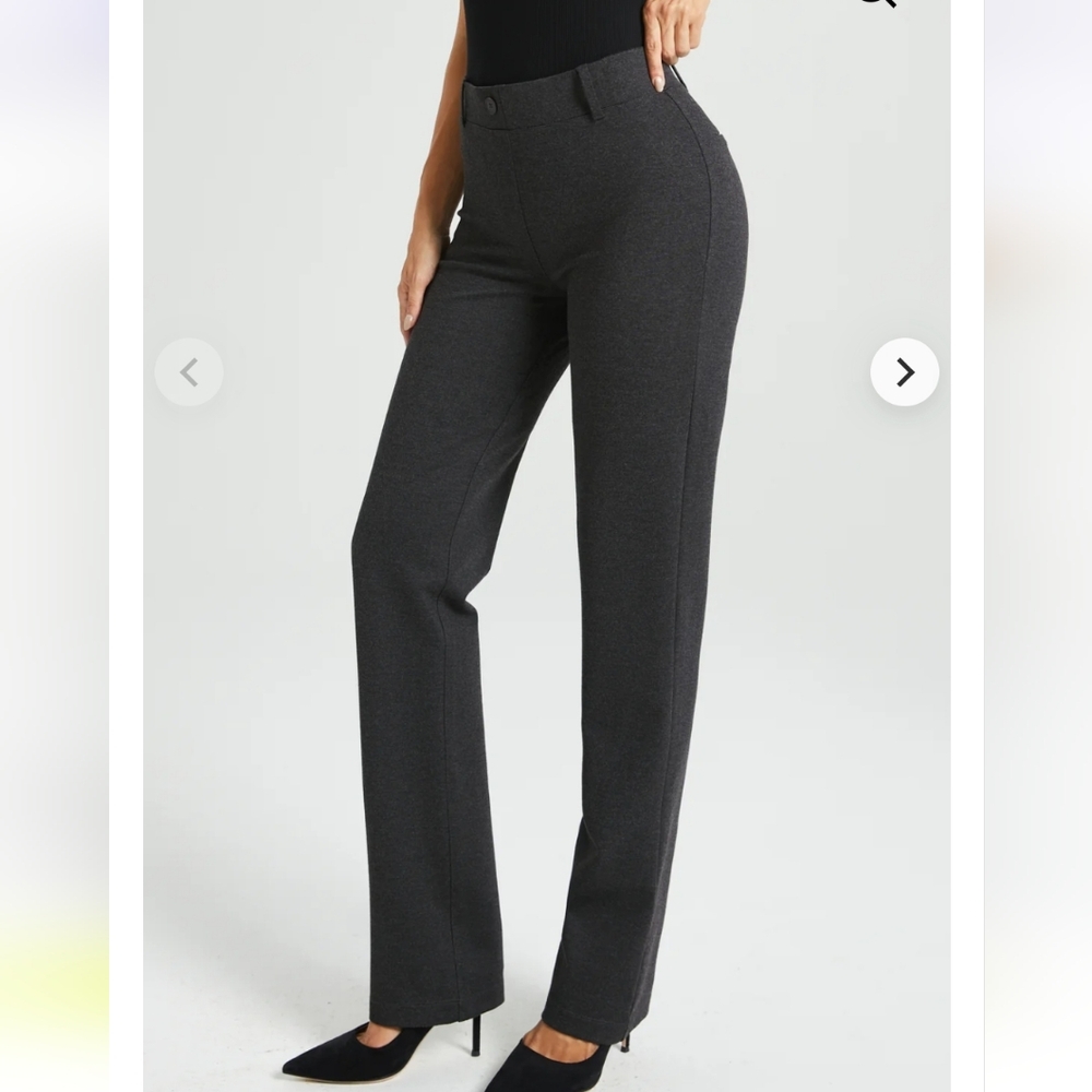 Betabrand Classic DPYP Dress Pant Yoga Pant Straight Charcoal Size Medium